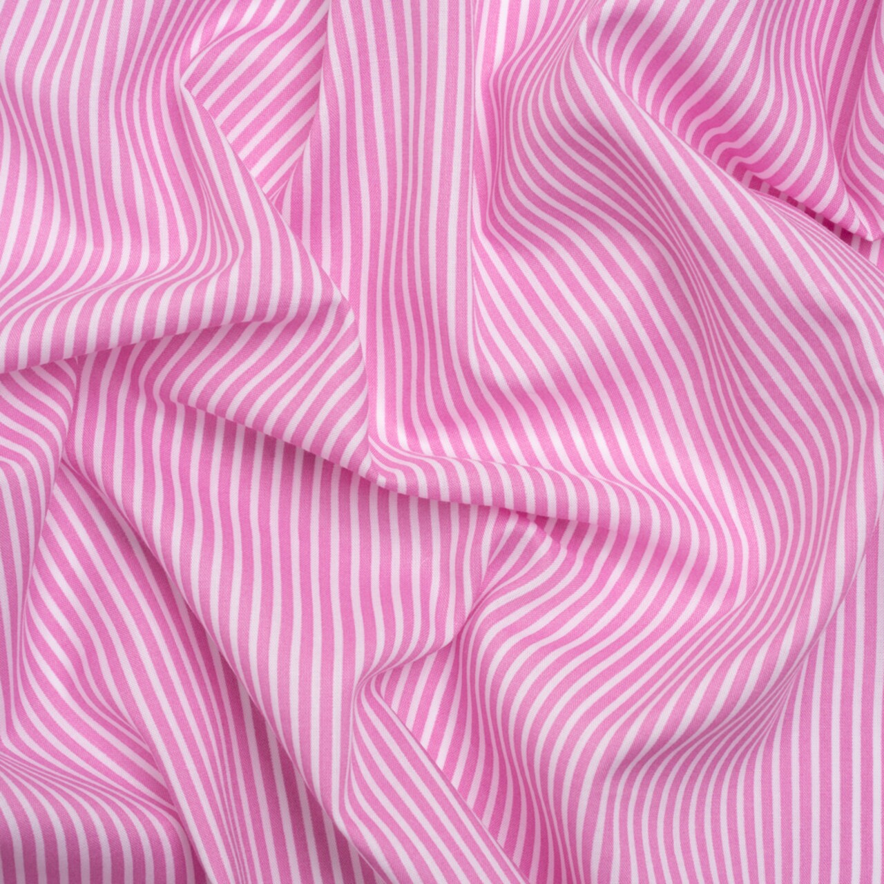 1 Yard Cotton Rayon Shirting Fabric Rosebloom Pink White Candy Stripes 50 Inch